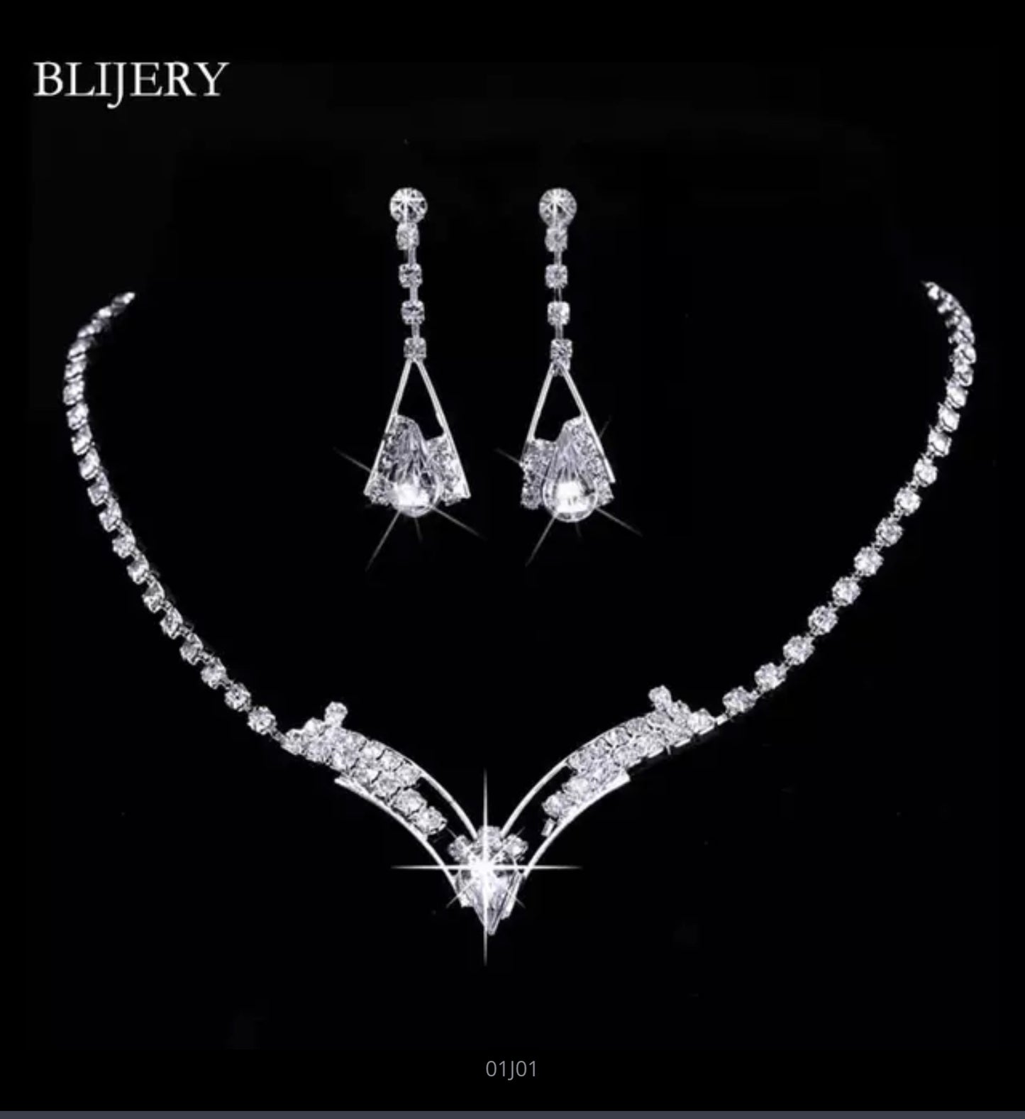 Silver Plated Crystal Bridesmaid Bridal Jewelry Wedding Jewelry Sets