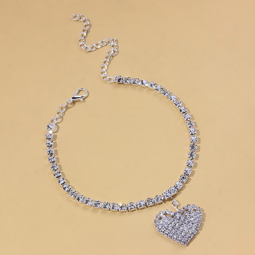 Heart Rhinestone Anklets