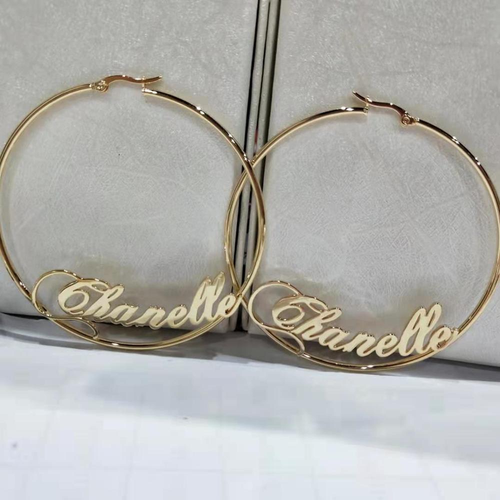 30-100mm Round Custom Name Earrings