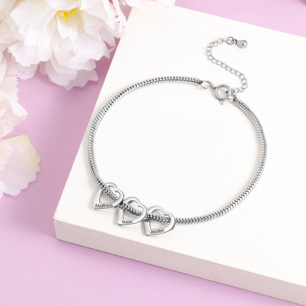 Personalized Stainless Steel Heart Beads Chain Bracelets