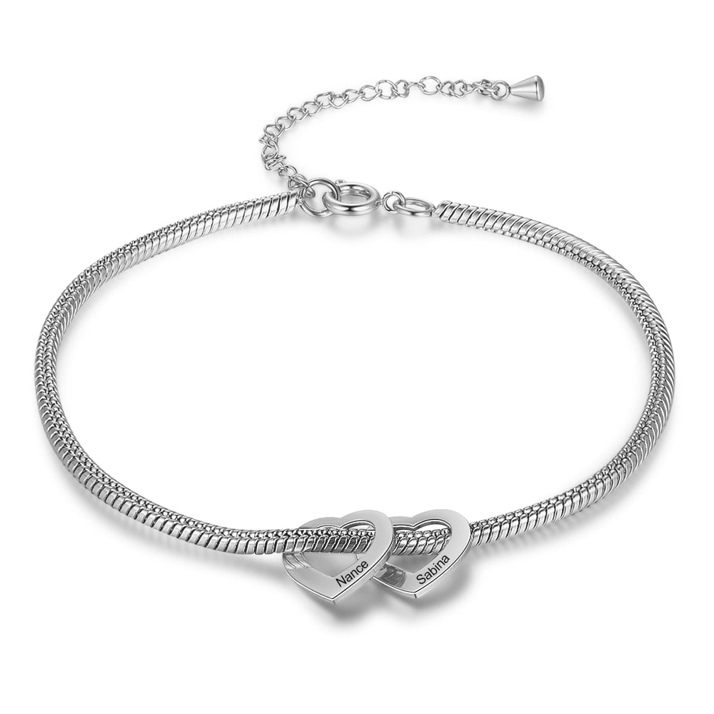 Personalized Stainless Steel Heart Beads Chain Bracelets