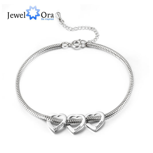 Personalized Stainless Steel Heart Beads Chain Bracelets