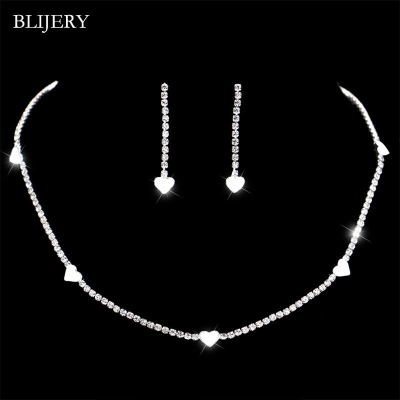 Silver Plated Crystal Bridesmaid Bridal Jewelry Wedding Jewelry Sets