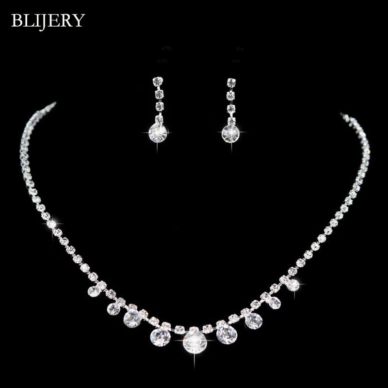 Silver Plated Crystal Bridesmaid Bridal Jewelry Wedding Jewelry Sets