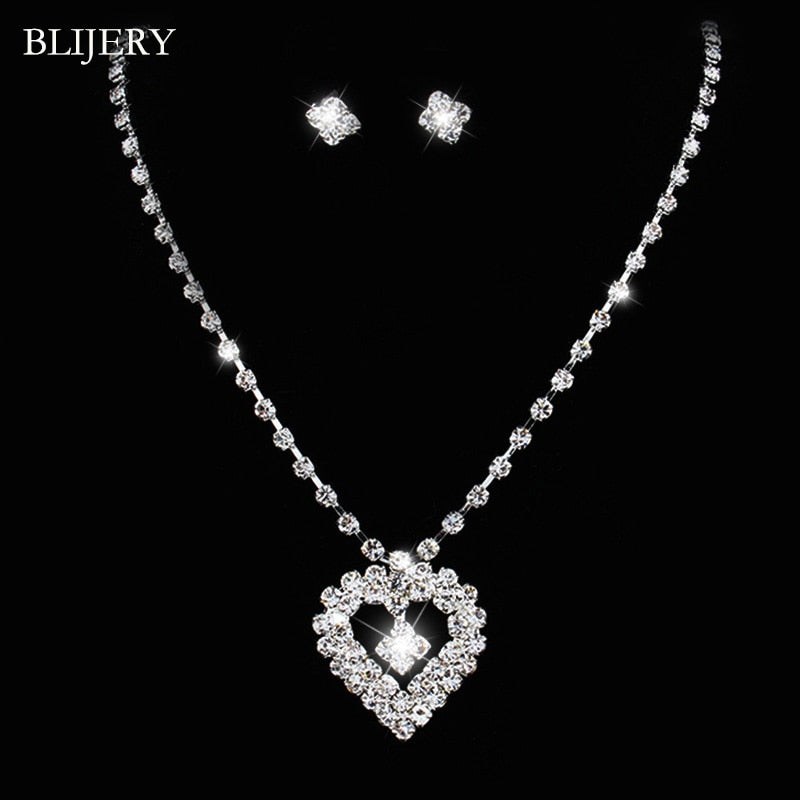 Silver Plated Crystal Bridesmaid Bridal Jewelry Wedding Jewelry Sets