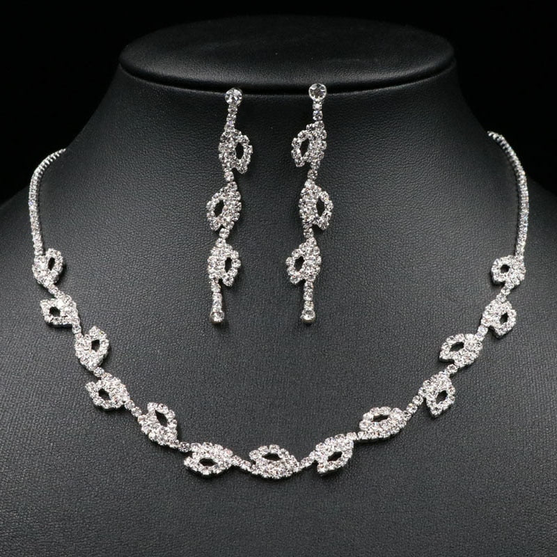 Silver Plated Crystal Bridesmaid Bridal Jewelry Wedding Jewelry Sets