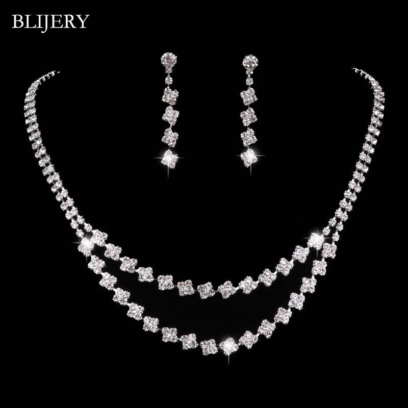 Silver Plated Crystal Bridesmaid Bridal Jewelry Wedding Jewelry Sets