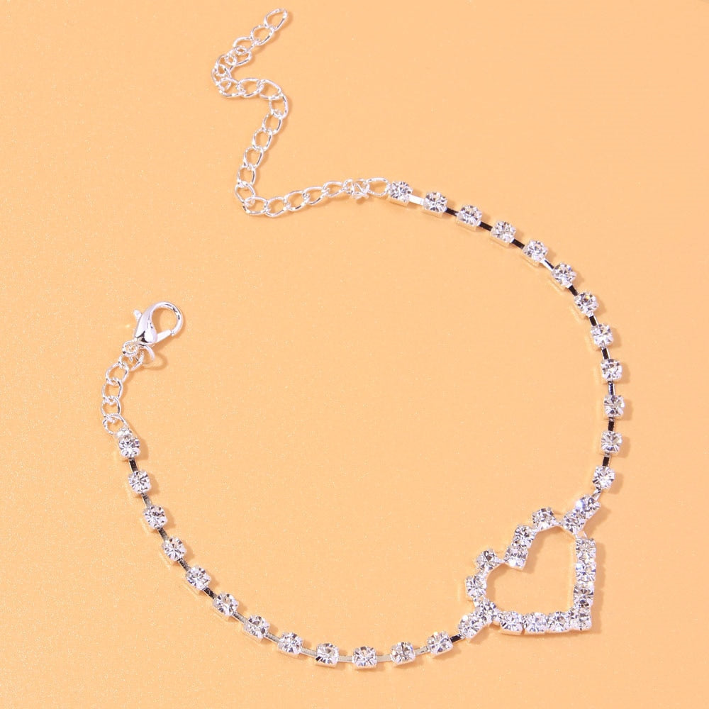 Heart Rhinestone Anklets