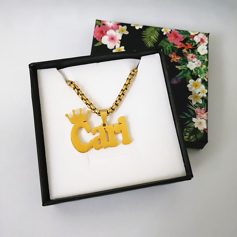 Personalized Name Crown Necklace Fashion Custom Chain Necklace for kids